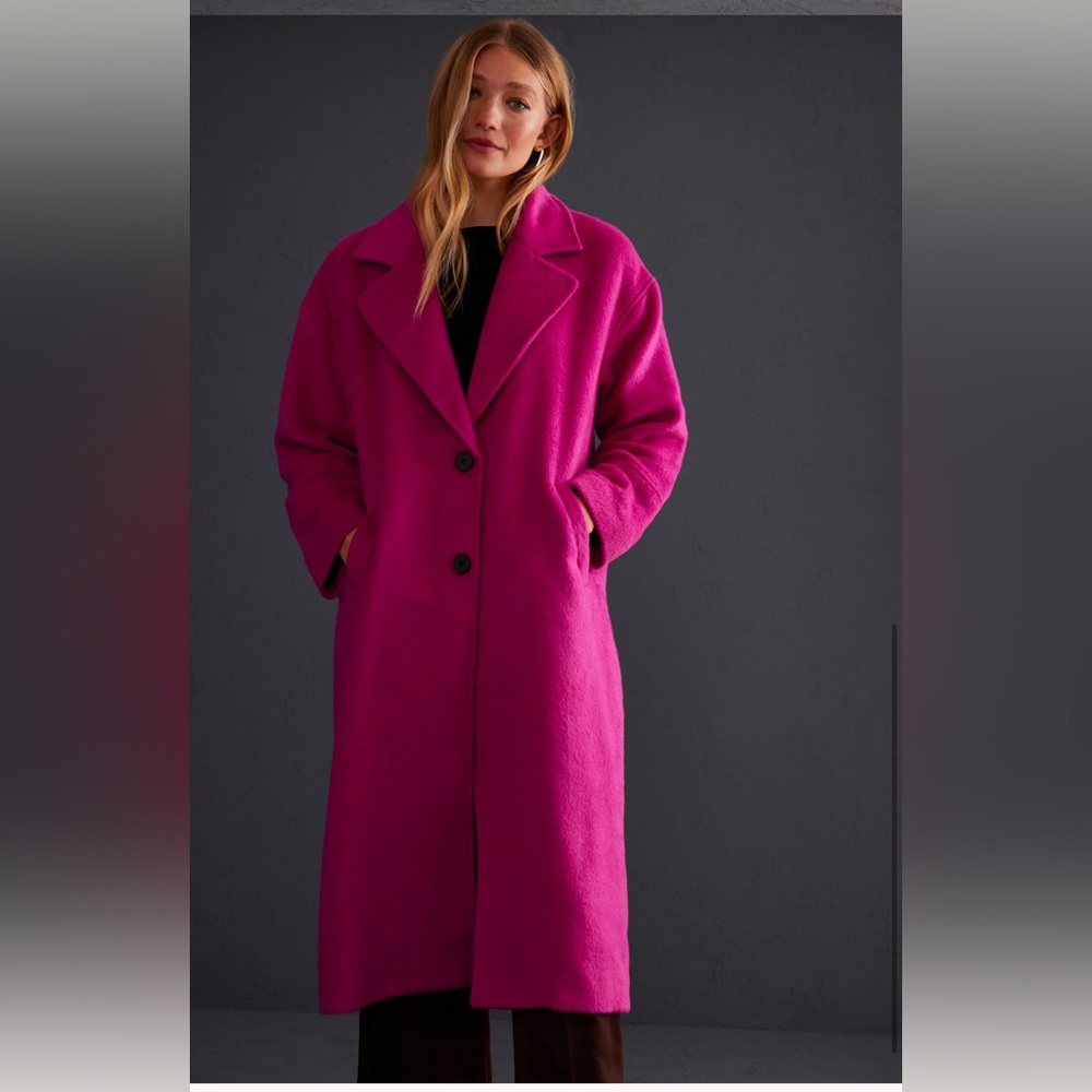 Anthropologie Bryce Brush oversized coat in Medium Pink!